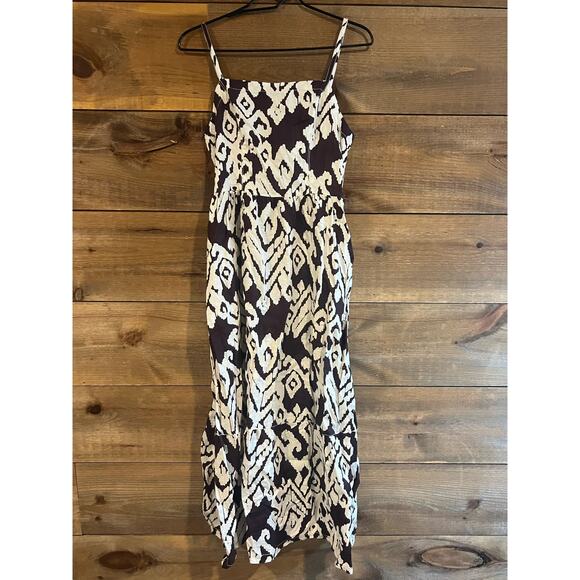 Fat Face 100% Linen Dress Brown na d White Tie‎ Back Womans Size UK/8 US/6 - Picture 5 of 10